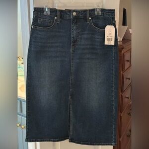 NWT Wonderly High Rise Dark Denim Stretch Skirt SZ 10